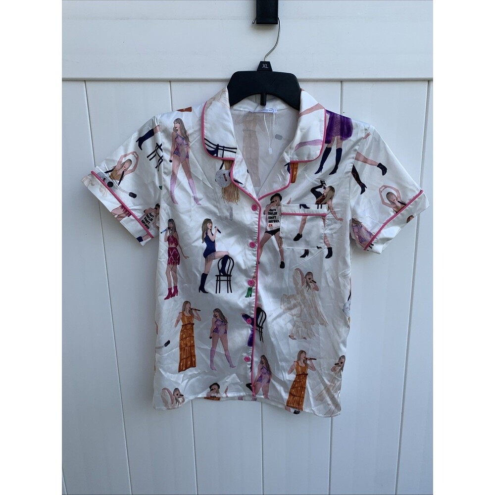 Taylor Swift SHESHOW PJ Pajama Top Teens Sz Large Satin NWOT
